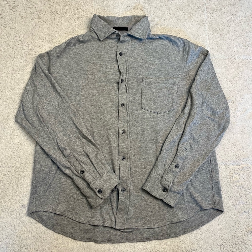 Giasone Button Down Long Sleeve Collared Cotton Gray Shirt Mens M Designer